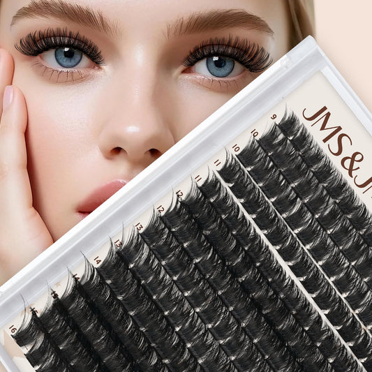 JMS&JMS 182pcs lash clusters packaging shows ready-to-use set for at-home extensions
