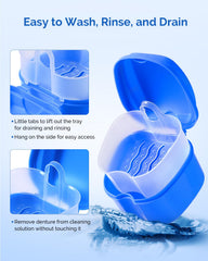 Deep, spacious denture soaking cup suitable for dentures and retainers