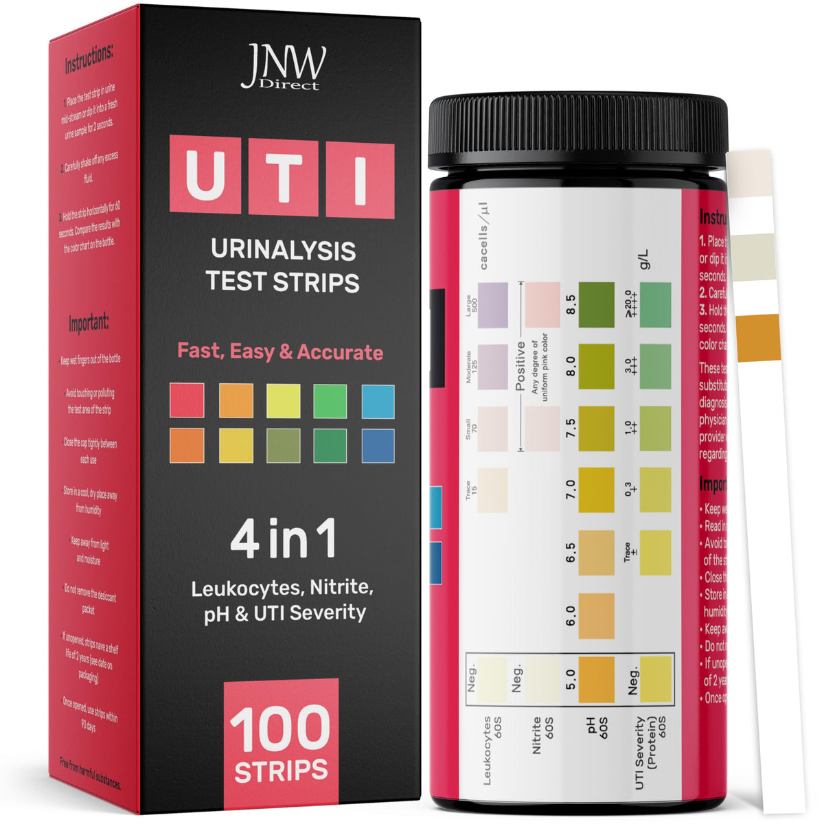 JNW Direct 4-in-1 UTI test strips 100-count packaging