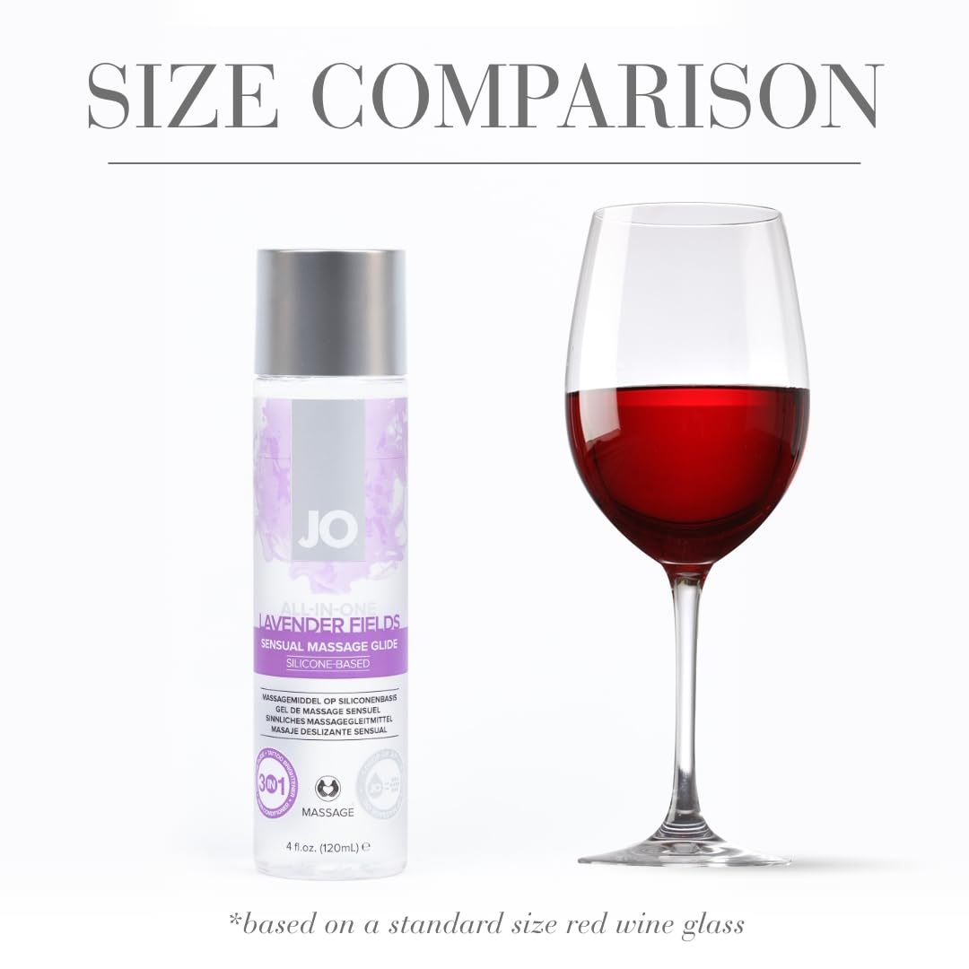 Close-up of ultra-smooth glide from JO Lavender silicone massage oil