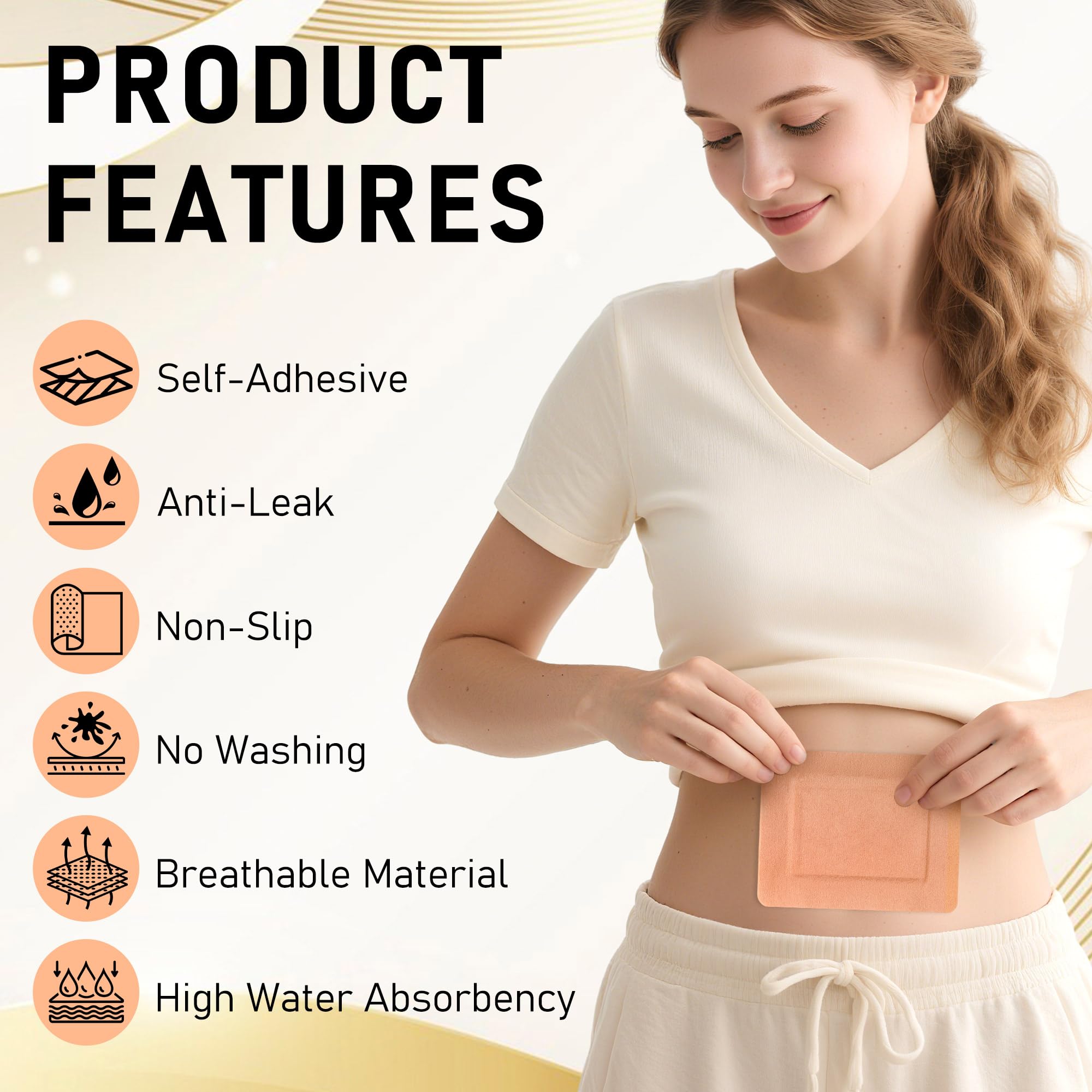 Patch applied to belly button area for castor oil therapy