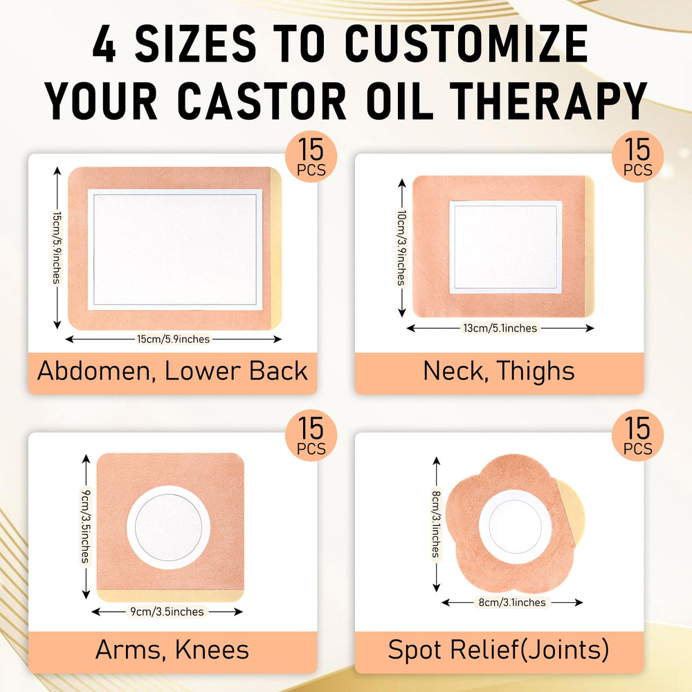 Close up of skin friendly breathable self adhesive castor oil patches