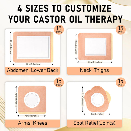 Close up of skin friendly breathable self adhesive castor oil patches