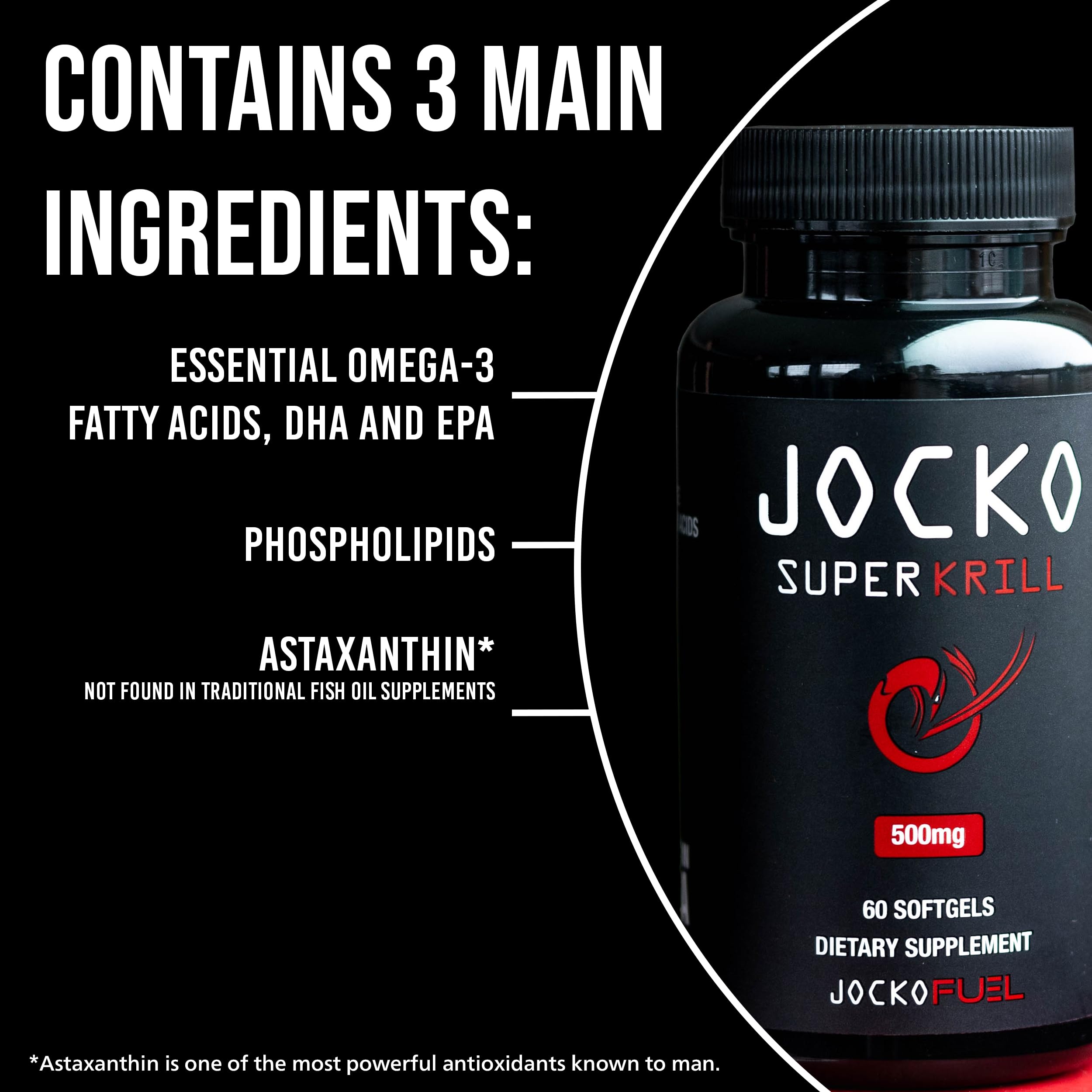 Nutrition panel on Jocko Krill Oil packaging (omega-3 DHA & EPA)