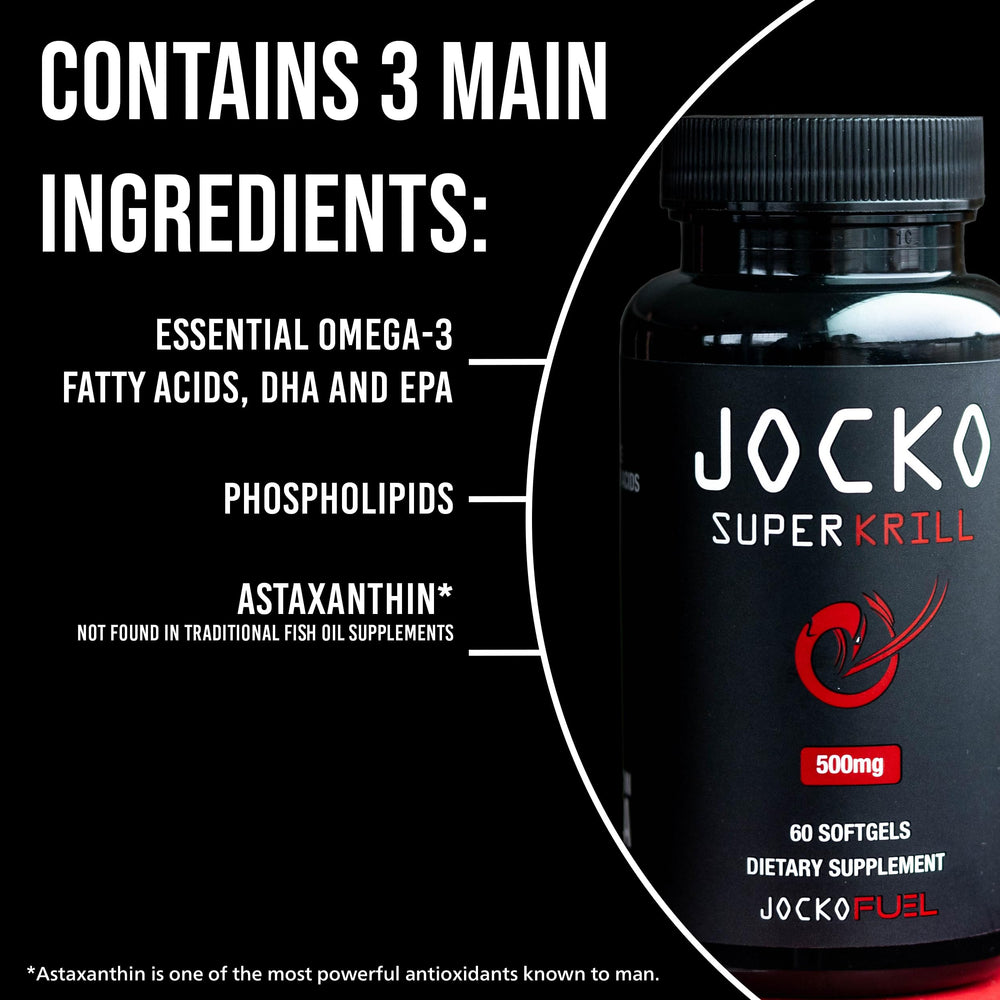Nutrition panel on Jocko Krill Oil packaging (omega-3 DHA & EPA)
