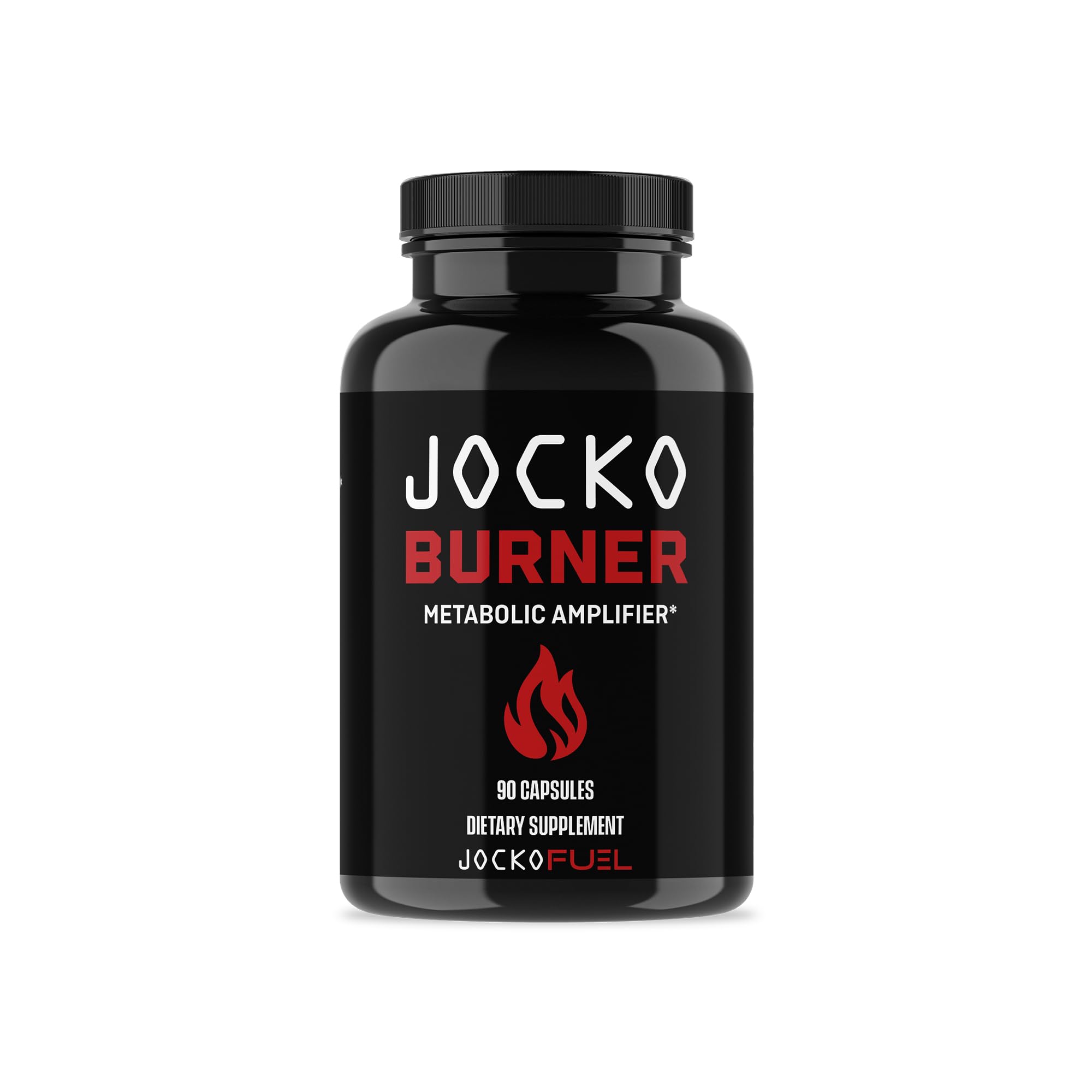 Bottle of Jocko Fuel Burner with capsules on white background