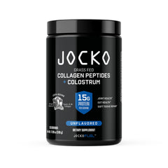 Jocko Fuel Collagen Powder with Colostrum bottle and scoop