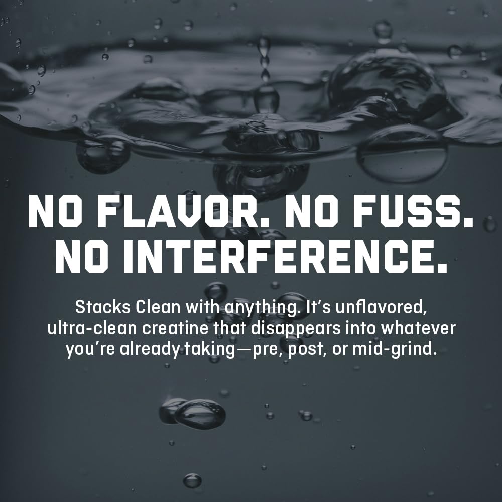 Unflavored creatine monohydrate powder in stick pack