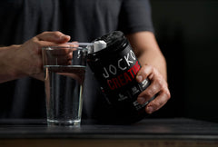 Close-up of nutrition label on Jocko Fuel Creatine Monohydrate jar