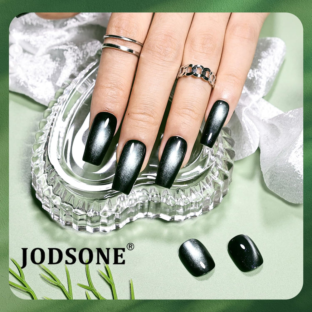 JODSONE 10-color cat eye gel set shows diverse green hues for different looks