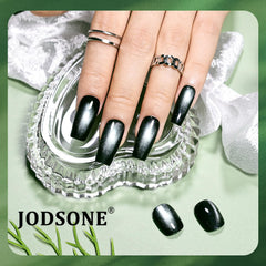 JODSONE 10-color cat eye gel set shows diverse green hues for different looks