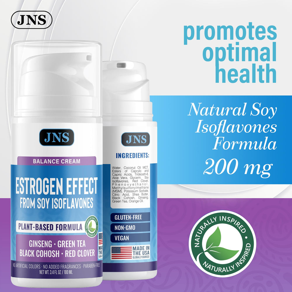 Joellyne Naturals Phytoestrogen Cream bottle side shows lightweight formula.