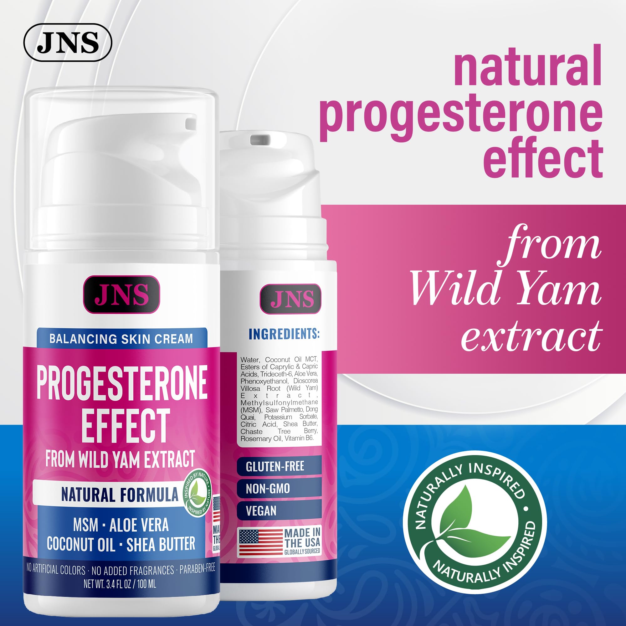 Joellyne Naturals Wild Yam Cream pump dispenser enables easy, measured applications.