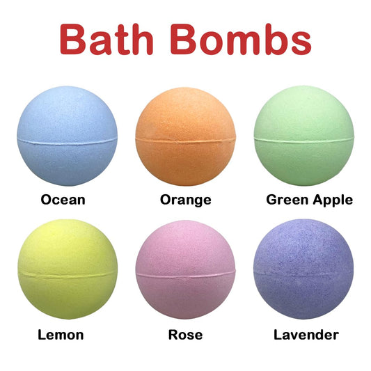 JoFAN bath bombs showing six colors for a festive bath time