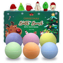 JoFAN Christmas bath bombs 6-pack on display, ideal stocking stuffer for kids and adults
