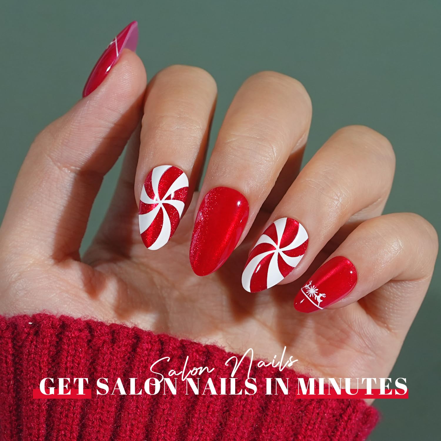 Jofay Fashion Candy Elk stick-on nails with glossy finish for quick glam.