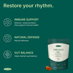 Back label with supplement facts for JOHN RAMBO oregano and black seed oil