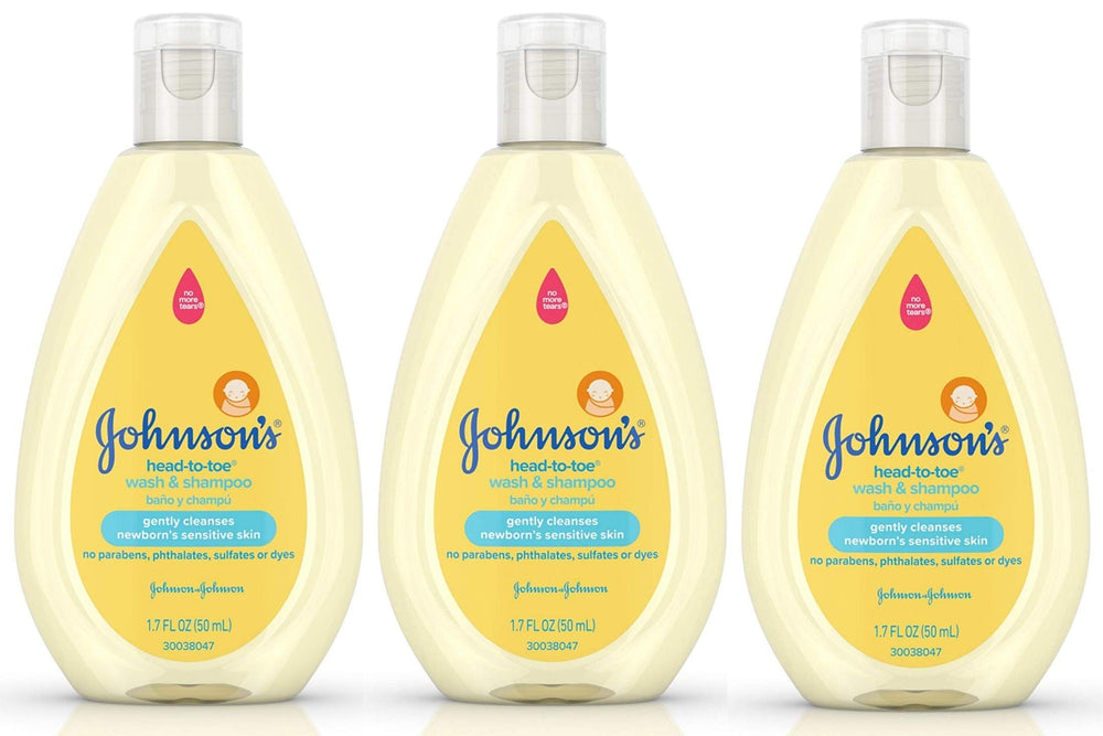 Johnson's Head-To-Toe Wash & Shampoo 3-Pack bottles front view