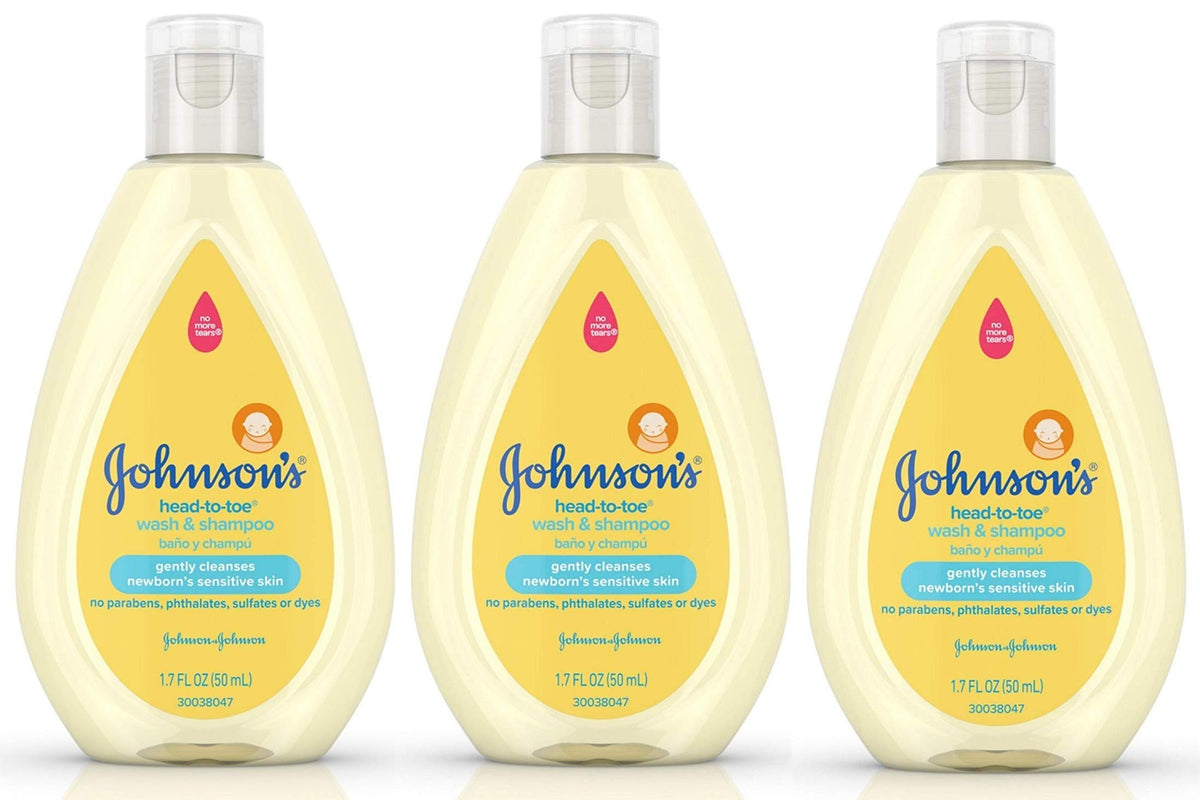 Johnson's Head-To-Toe Wash & Shampoo 3-Pack bottles front view