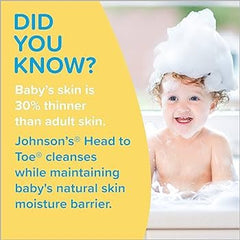 Close-up of No More Tears formula on Johnson's baby wash bottle