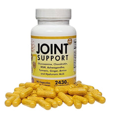Joint support product image showing 2430mg formula with Glucosamine, Chondroitin, MSM, Hyaluronic Acid – 90 capsules