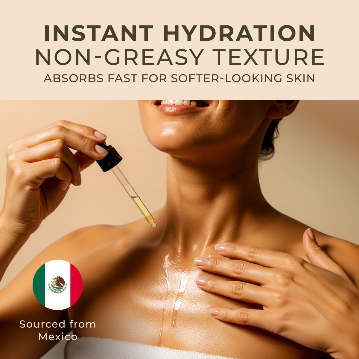 Label showing organic cold-pressed jojoba oil ingredients