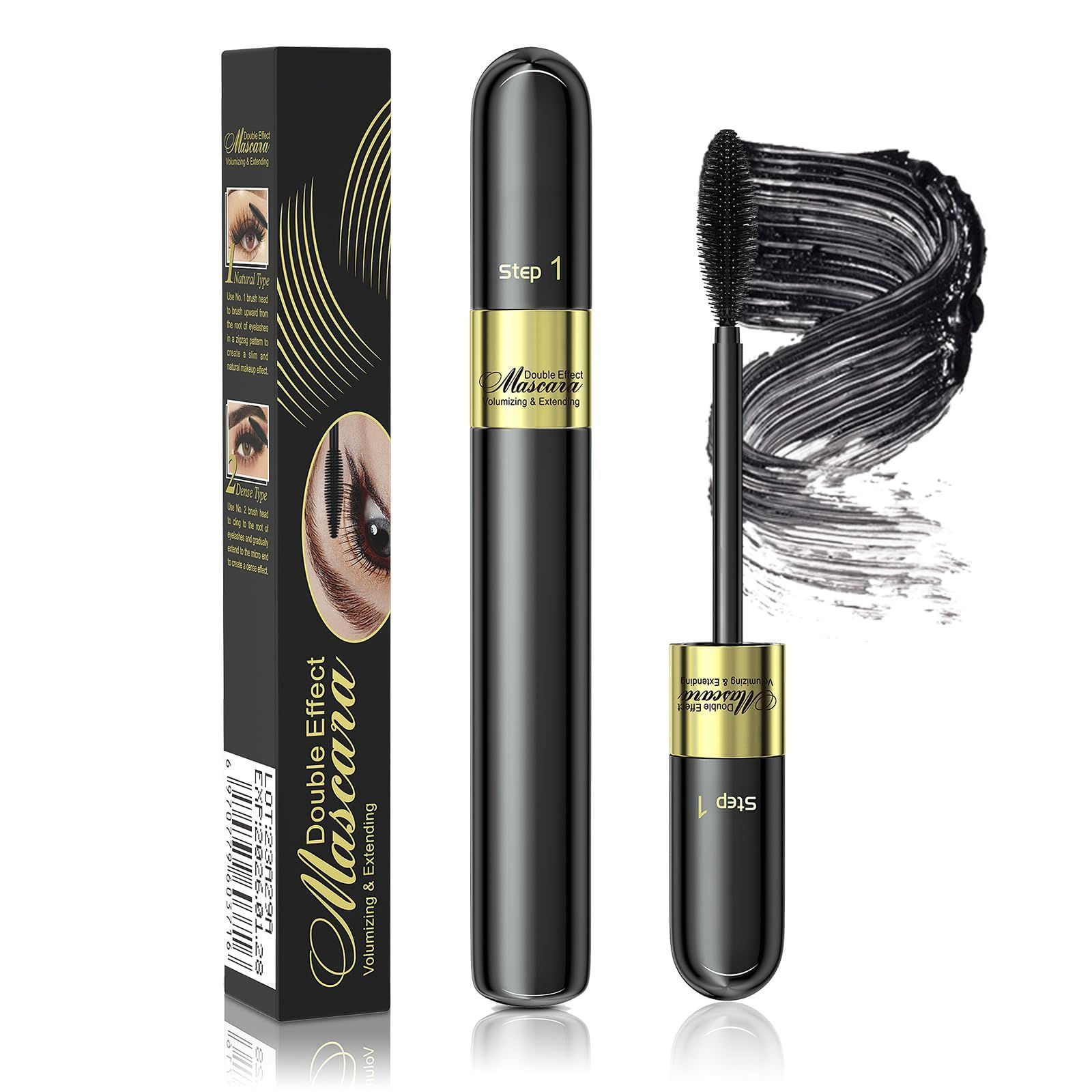 Jokmbzry Mascara large brush lengthening lashes for a fuller look.