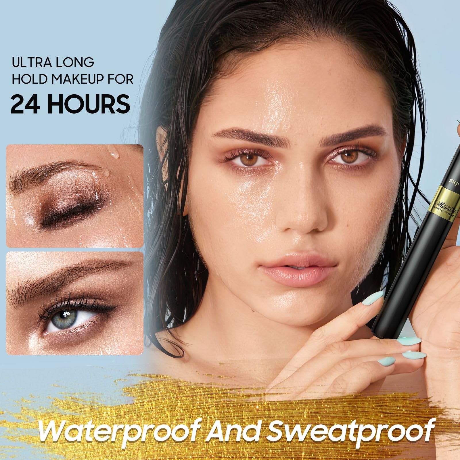 Jokmbzry Waterproof mascara resists smudging all day.