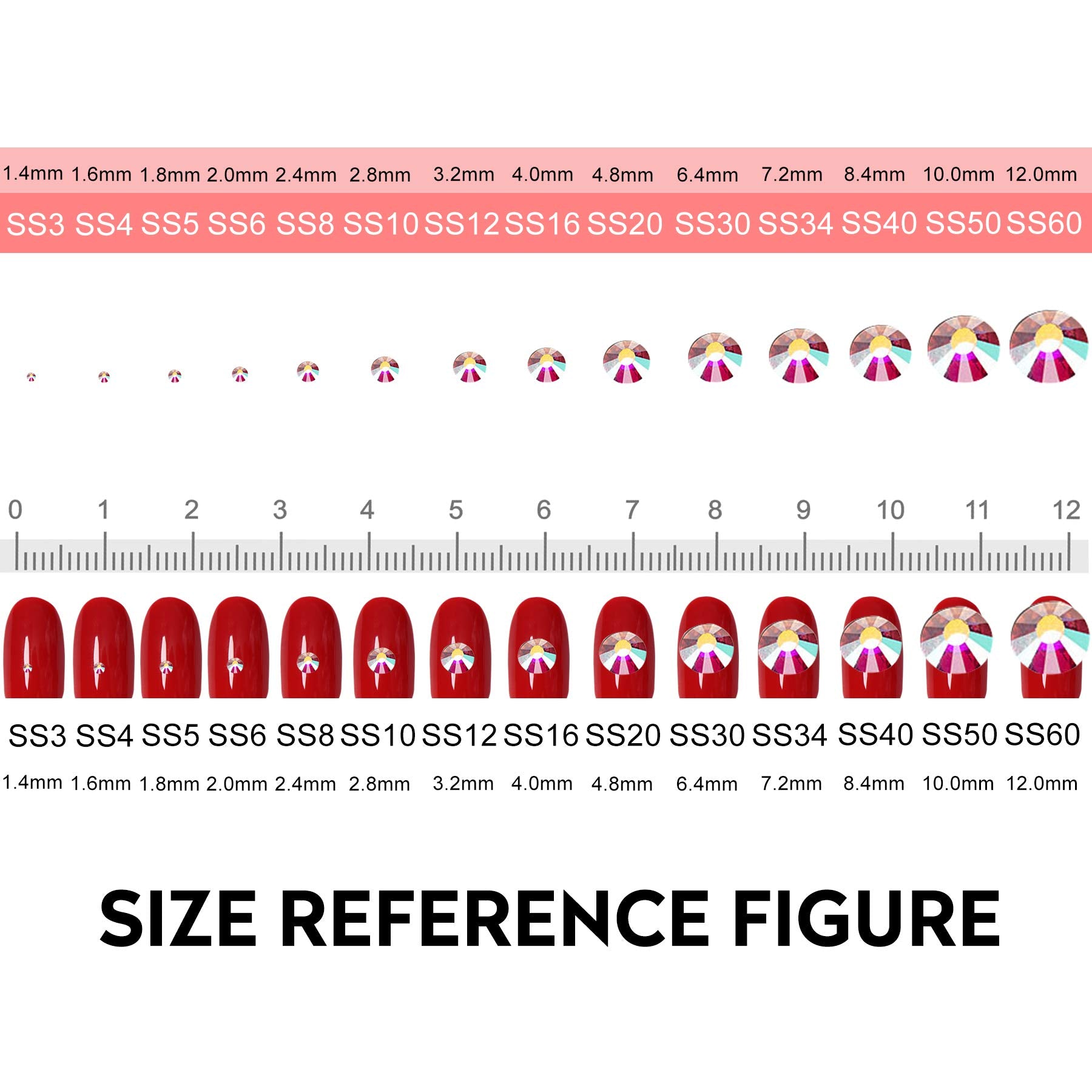 Jollin six-size flatback rhinestones for versatile nail art designs