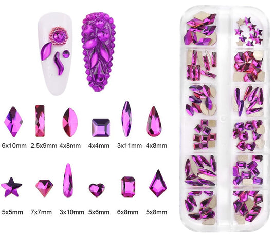 Jollin rhinestones closeup showing multiple shapes for detailed nail designs