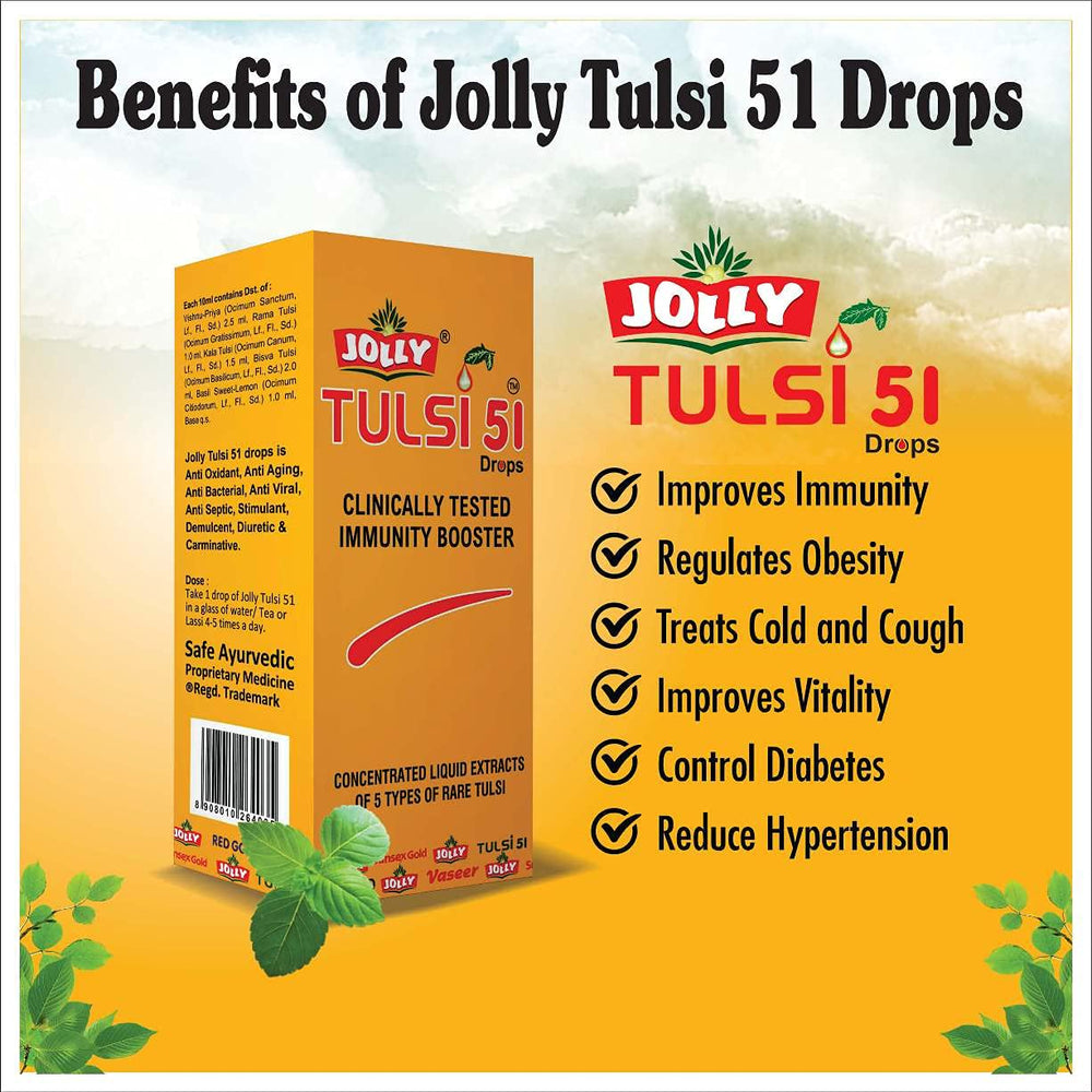 Dropper bottle and 30 ml packaging - Jolly Tulsi 51 Drops