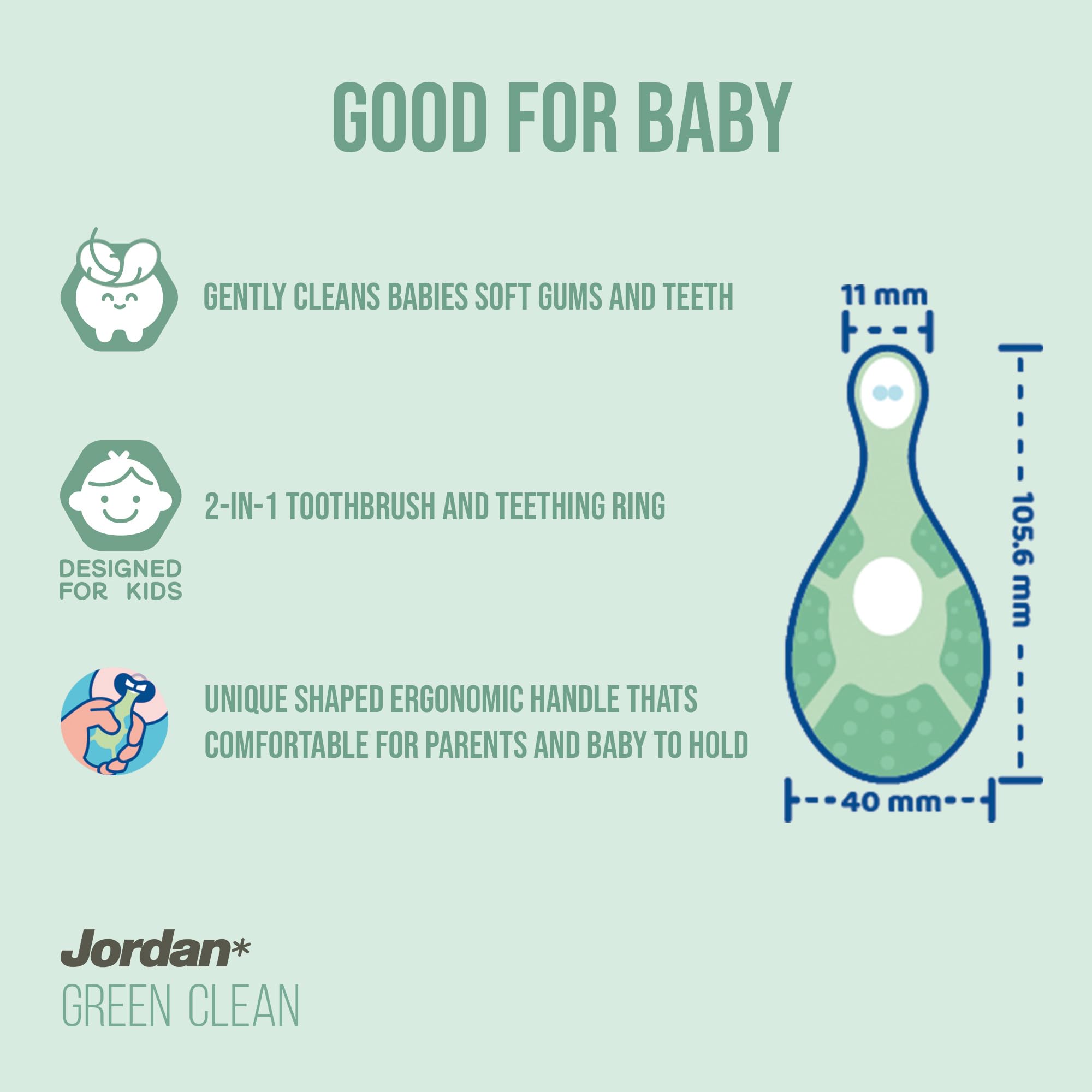 Jordan* soft biting ring detail providing teething relief
