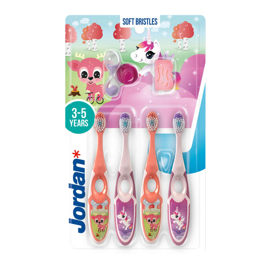 Jordan Step 2 Kids Toothbrush pink-yellow 3-5 years front view