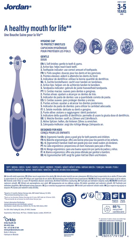 Jordan* toothbrush in bathroom setting promoting easy daily routines