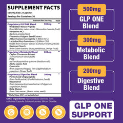 Back view of Jorrwatee GLP ONE bottle showing supplement facts