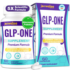 Front view of Jorrwatee GLP ONE 60-count probiotic bottle