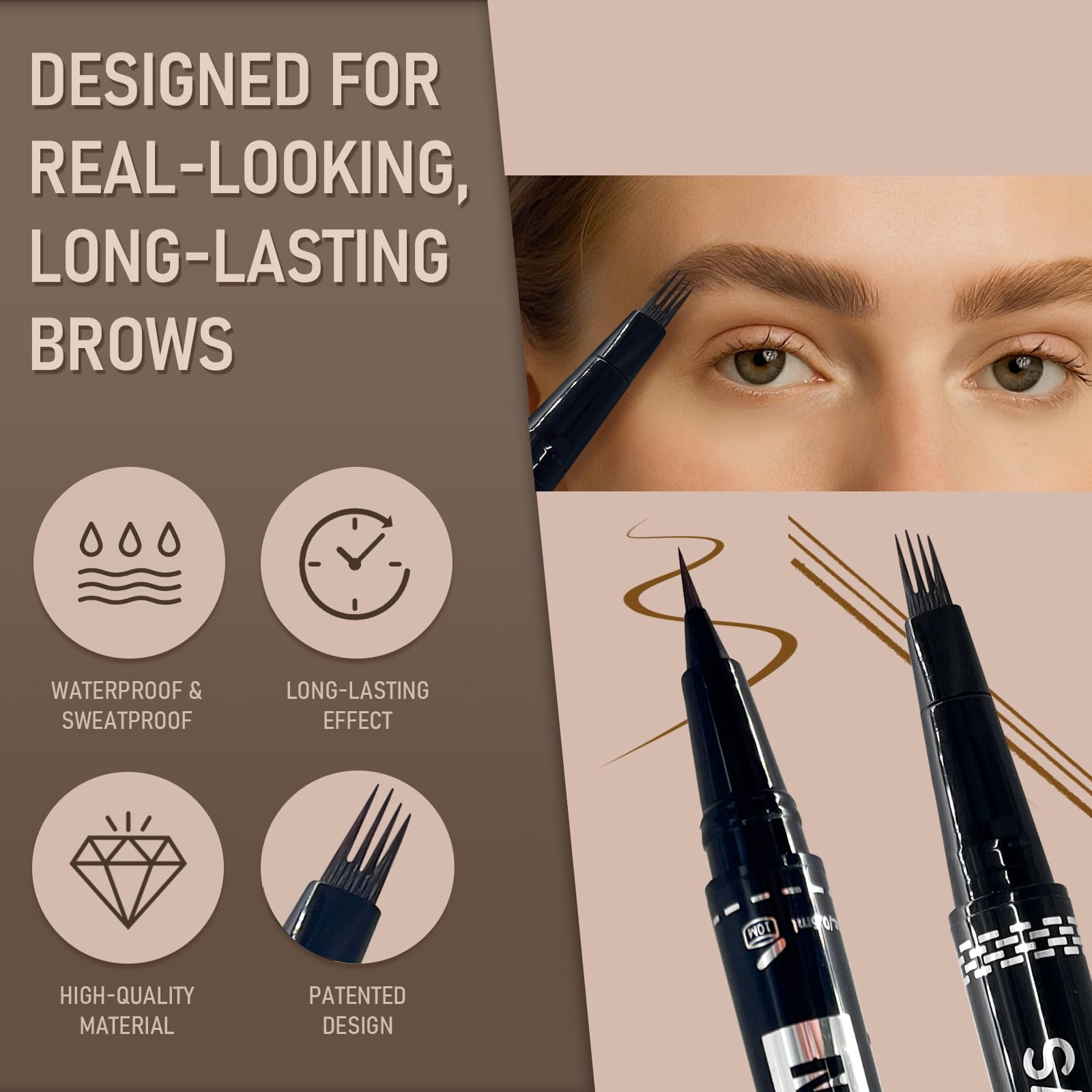 JosurBeauty curved-tip precision strokes for smooth brow shaping.