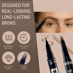JosurBeauty curved-tip precision strokes for smooth brow shaping.