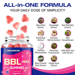 Herbal extracts: Maca Root, Fenugreek, Saw Palmetto, Pueraria Mirifica