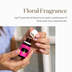 Joy Essential Oil bottle with wooden cap and dropper