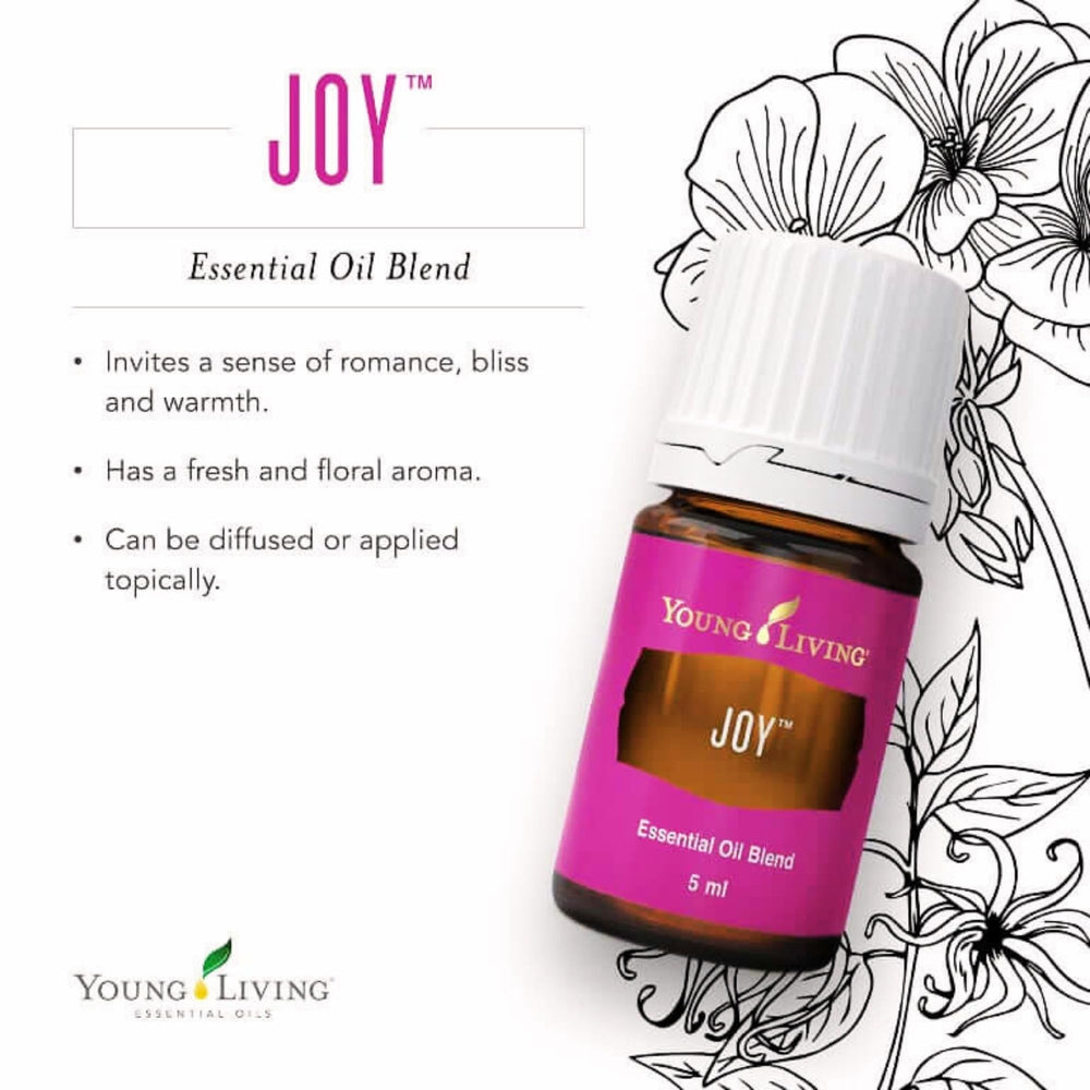 Close-up of Joy Essential Oils Blend 5 mL bottle