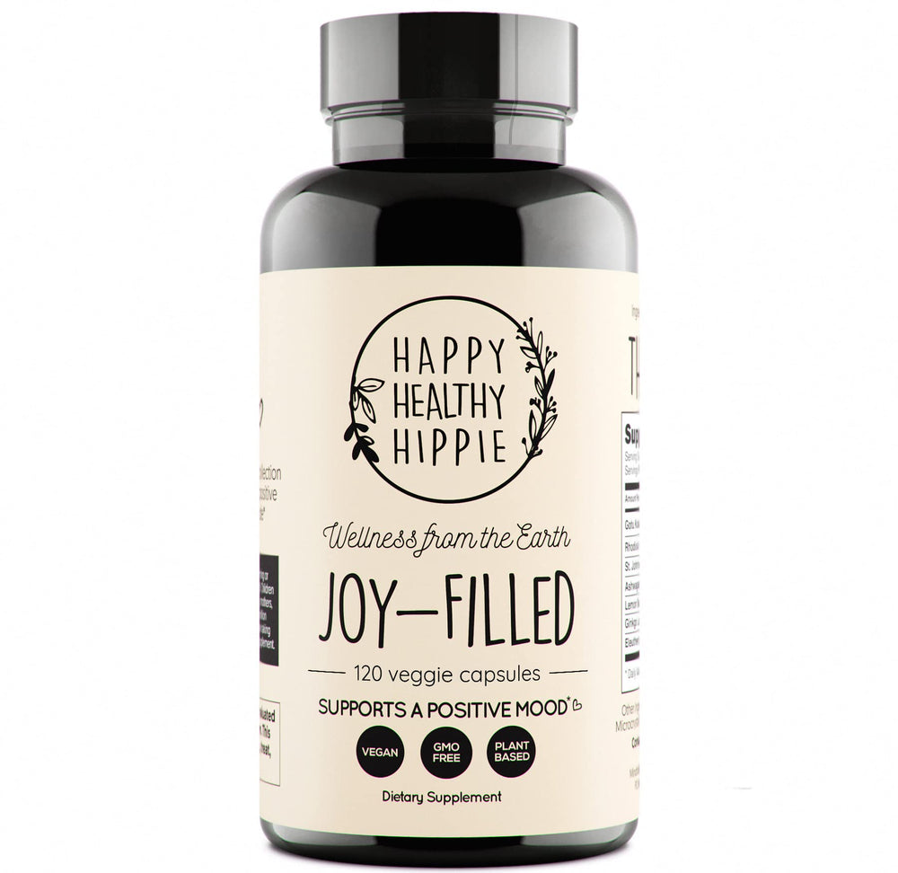 Joy-Filled Mood Support supplement bottle with 7-herb complex and St. John's Wort