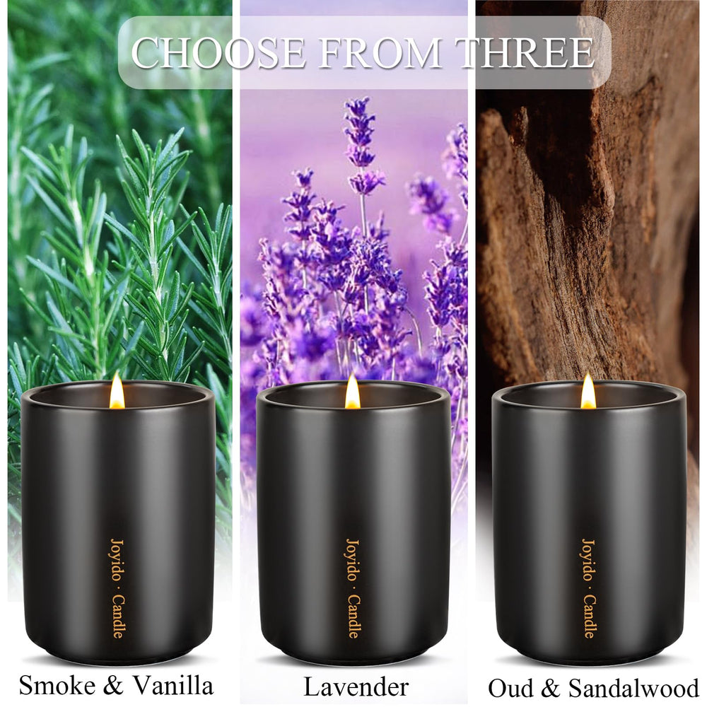 Joyido candle burning with a clean soy wax burn (Aromatherapy).