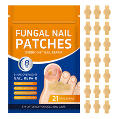 JoyJar fungal nail patches applied to nails for overnight nourishment and smoother appearance.