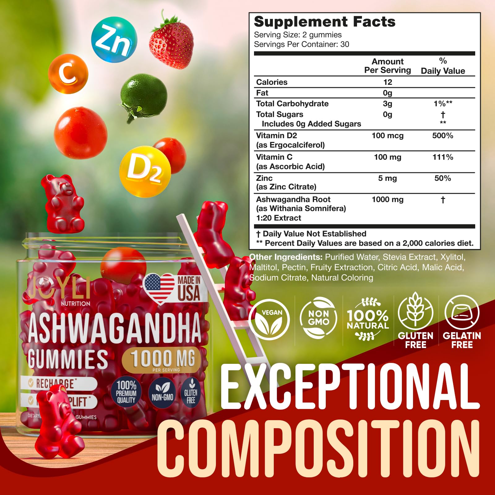 Close-up of orange Ashwagandha gummy chew