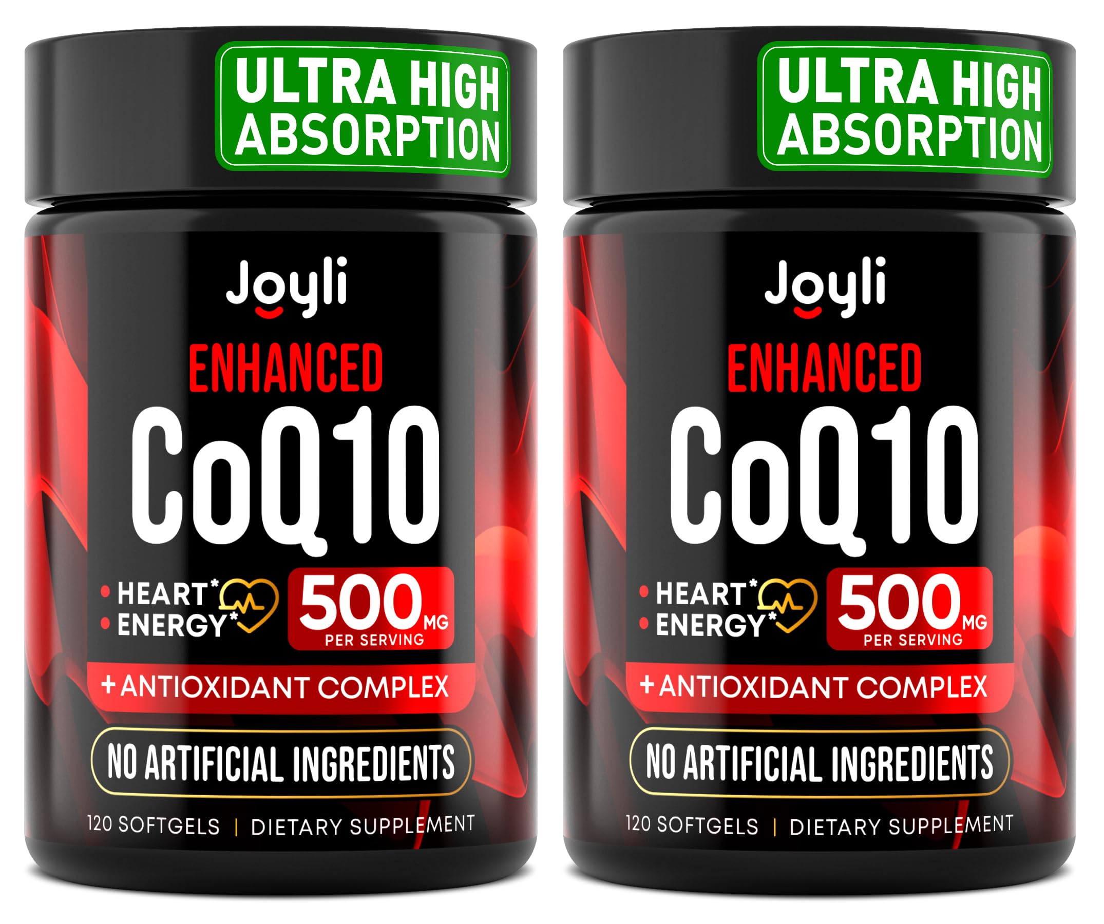 JOYLI Nutrition CoQ10 500mg 2 Pack bottle front view