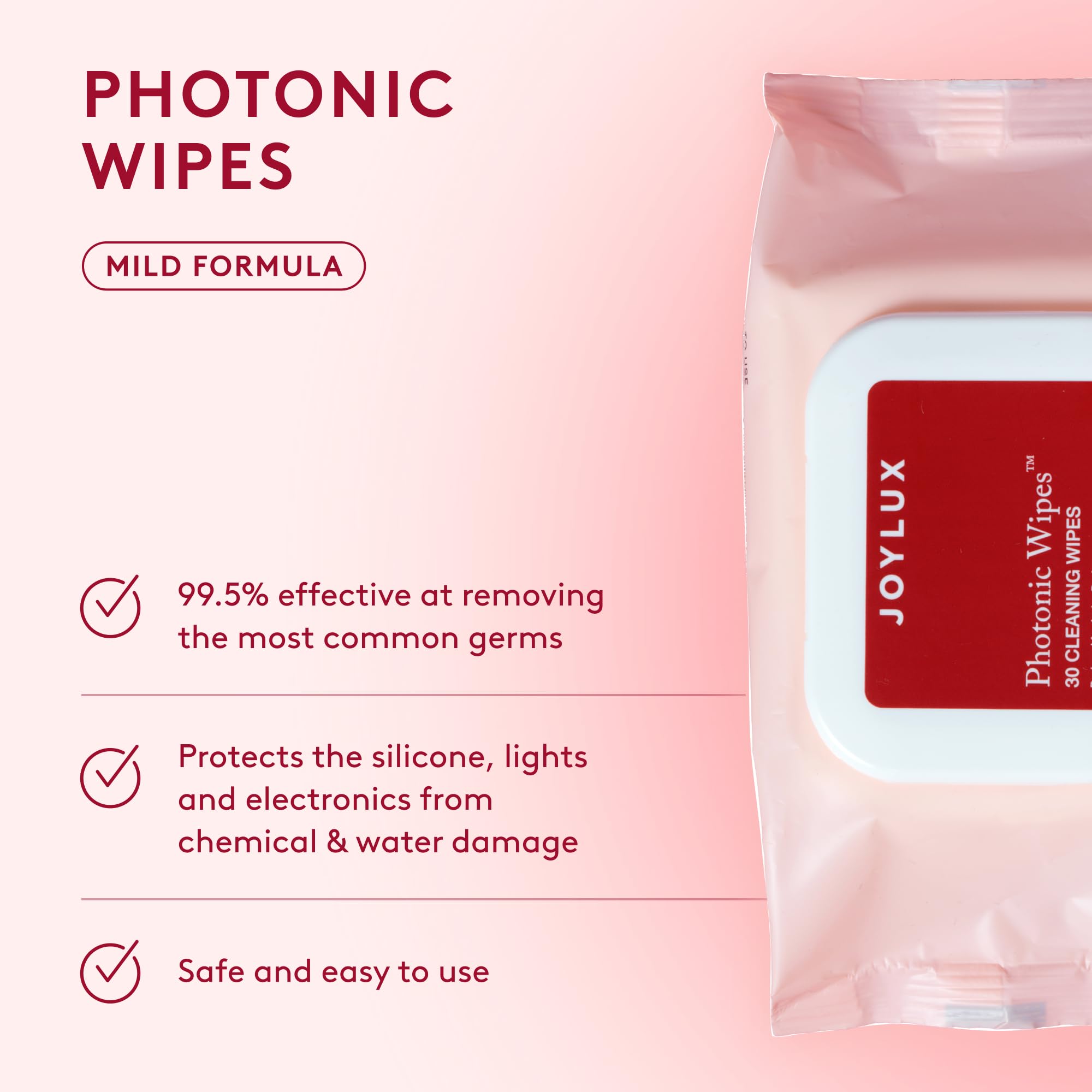 Joylux Photonic Wipes for cleaning the vFit between uses.