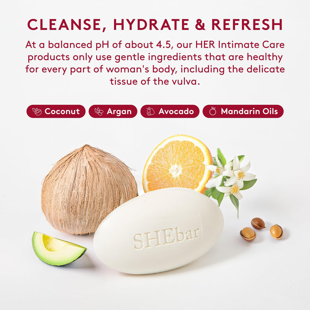 Joylux SHEbar avocado-coconut-argan oils nourish intimate skin.