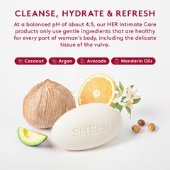 Joylux SHEbar avocado-coconut-argan oils nourish intimate skin.