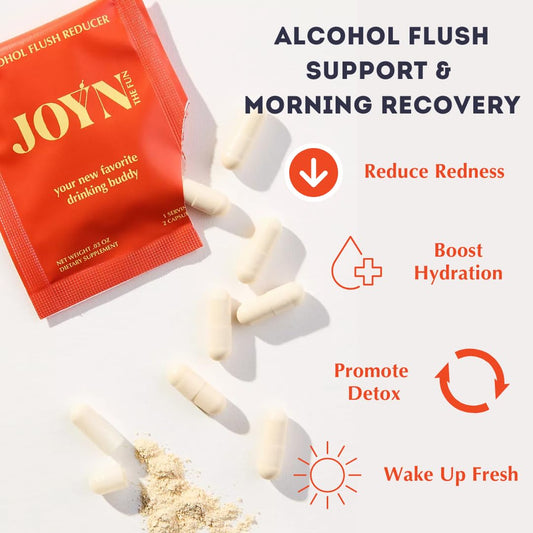 JOYN value-pack packets open showing two capsules before drinking.